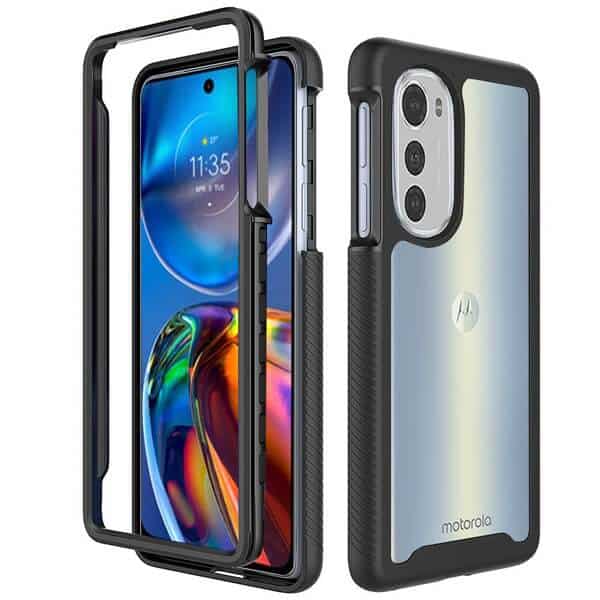 Motorola Moto E32 Military Grade Full Body Shockproof Clear Heavy Duty Case Bumper Drop Protection Tough Cover (Black) Motorola Moto E32 Military Grade Full Body Shockproof Clear Heavy Duty Case Bumper Drop Protection Tough Cover (Black)